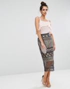 Asos Pencil Skirt In Premium Lace - Gray