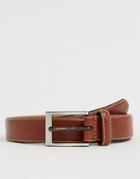 Original Penguin Smart Leather Belt In Brown - Brown