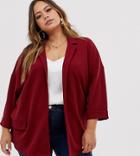 Asos Design Curve Easy Relaxed Blazer In Textured Jersey - Red