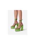 Ego Mia Strappy Platform Heel Sandals In Metallic Green