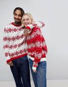 Asos Holidays Snowflake Sweater - Red
