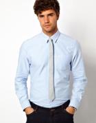 Asos Tie With Chambray Stripe - Black