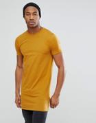 Asos Design Super Longline T-shirt In Tan - Tan