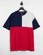 Threadbare Oversized T-shirt In Red Blue & White-multi