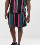New Look Plus Two-piece Shorts In Black Stripe-green