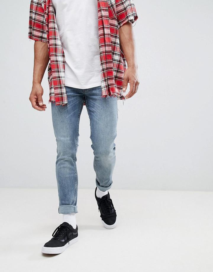 Just Junkies Super Skinny Faded Washed Jeans - Blue