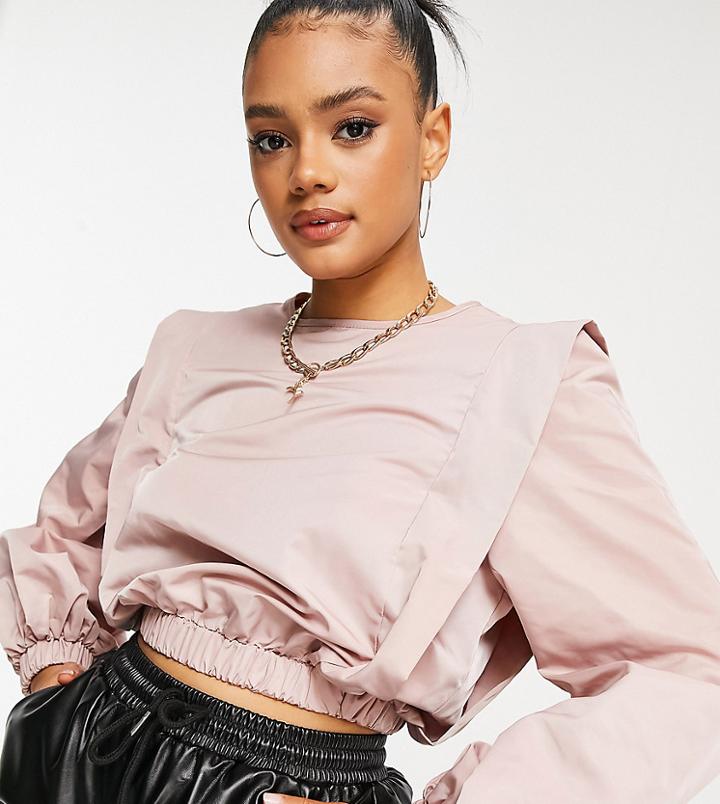 Missguided Blouse With Shoulder Pads In Mauve-purple