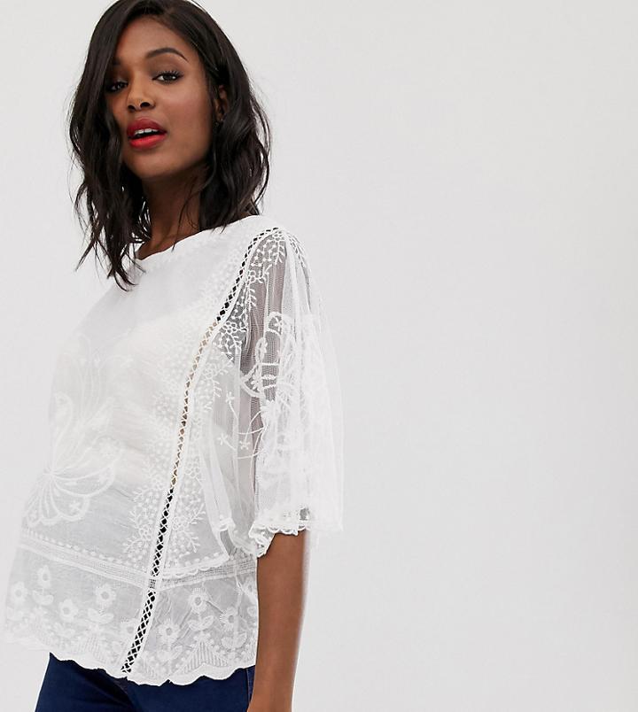 New Look Maternity Crochet Top In Cream