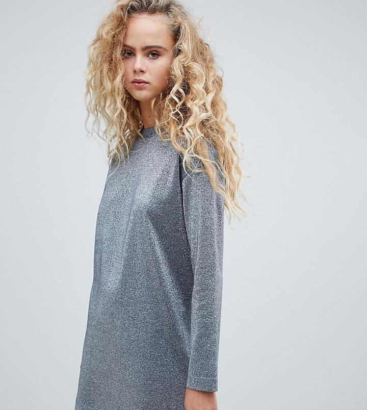 Weekday Glitter Sweater Dress In Silver - Black