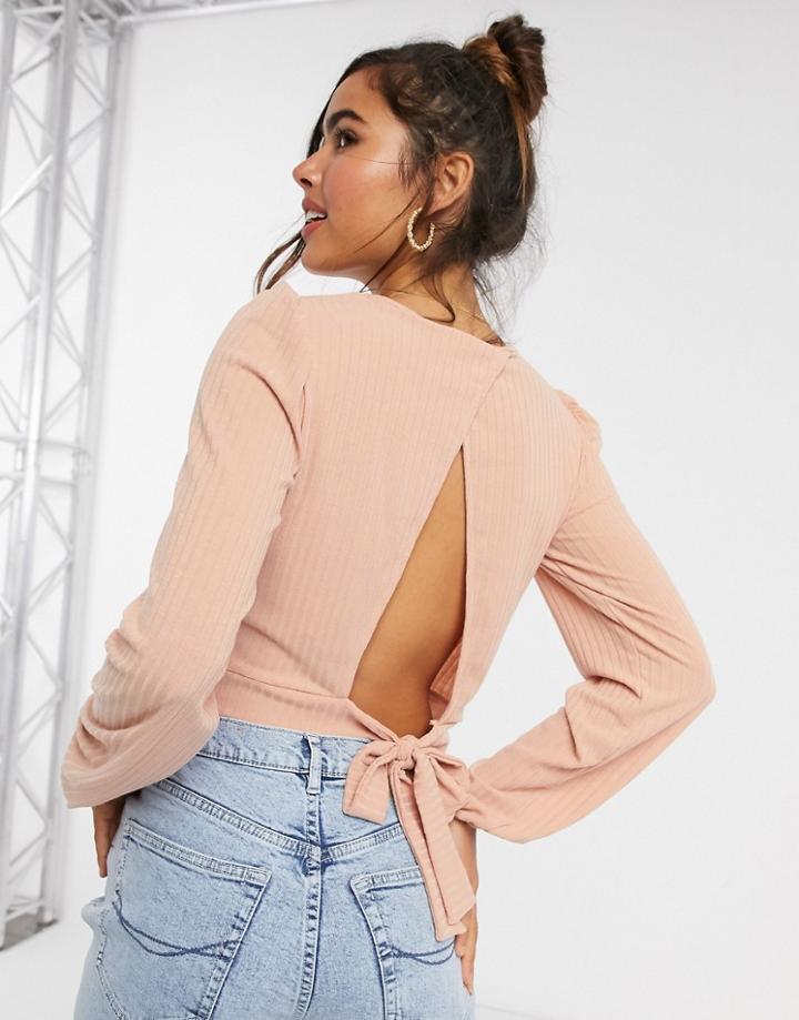 Miss Selfridge Tie-back Top In Pink