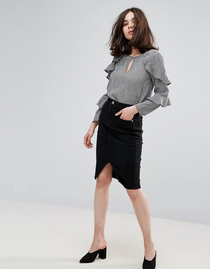 Vero Moda Denim Midi Skirt - Black