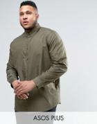 Asos Plus Regular Fit Shirt With Button Down Collar - Green
