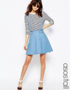 Asos Tall Denim Flippy Skirt With Suspenders - Blue