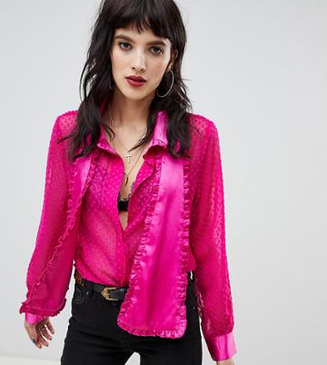 Dusty Daze Satin Pussybow Blouse - Pink