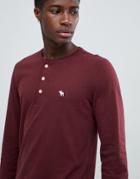 Abercrombie & Fitch Icon Logo Long Sleeve Henley Top In Burgundy-red