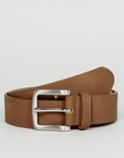 Asos Wide Belt In Brown Faux Leather With Burnished Silver Buckle - Brown