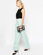 Asos Wide Leg Tailored Pant With Front Pleat - Mint