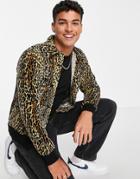 Levi's Button Through Fleece Jacket In Leopard Print-multi