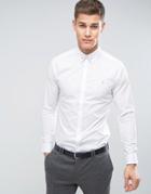 Farah Slim Smart Shirt With Collar Bar - White