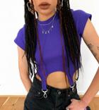 The Ragged Priest Fitted Ribbed T-shirt With Trigger Hooks-purple