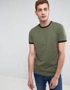 Farah Groves Slim Fit Ringer T-shirt In Green - Green