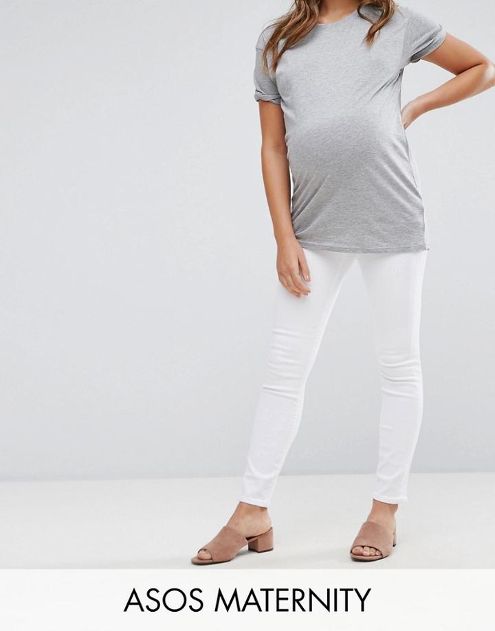Asos Maternity Ridley High Waist Skinny Jeans In Optic White - White
