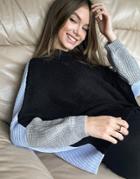 Threadbare Millie Oversized Color Block Sweater-black