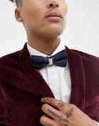 Devils Advocate Navy And Black Swirl Bow Tie With Pearl Center - Navy