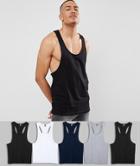 Asos Design Tall Tank With Extreme Racer Back 5 Pack Save - Multi