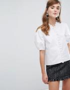 Sister Jane Blouse With Broderie Trim - White