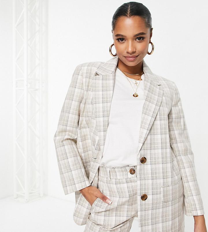 Asos Design Petite Mix & Match Slim Suit Blazer In Light Check-multi