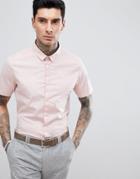 Process Black Short Sleeve Plain Stretch Shirt - Pink