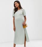 New Look Maternity Puff Sleeve Dress In Mint-green