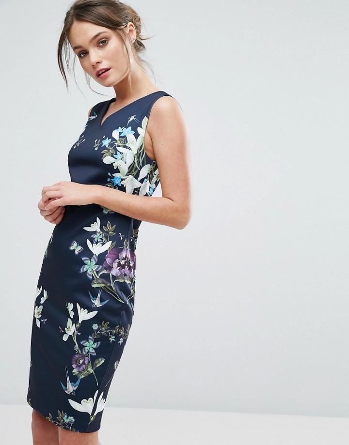 Ted Baker Katiey Spring Meadows Midi Dress - Navy