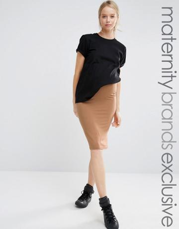 Club L Lounge Maternity Midi Skirt - Beige