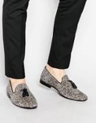 Asos Tassel Loafers In Leopard - Black