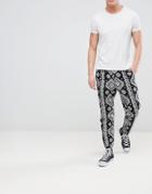Asos Design Tapered Smart Pants In Geo-tribal Design - Gray
