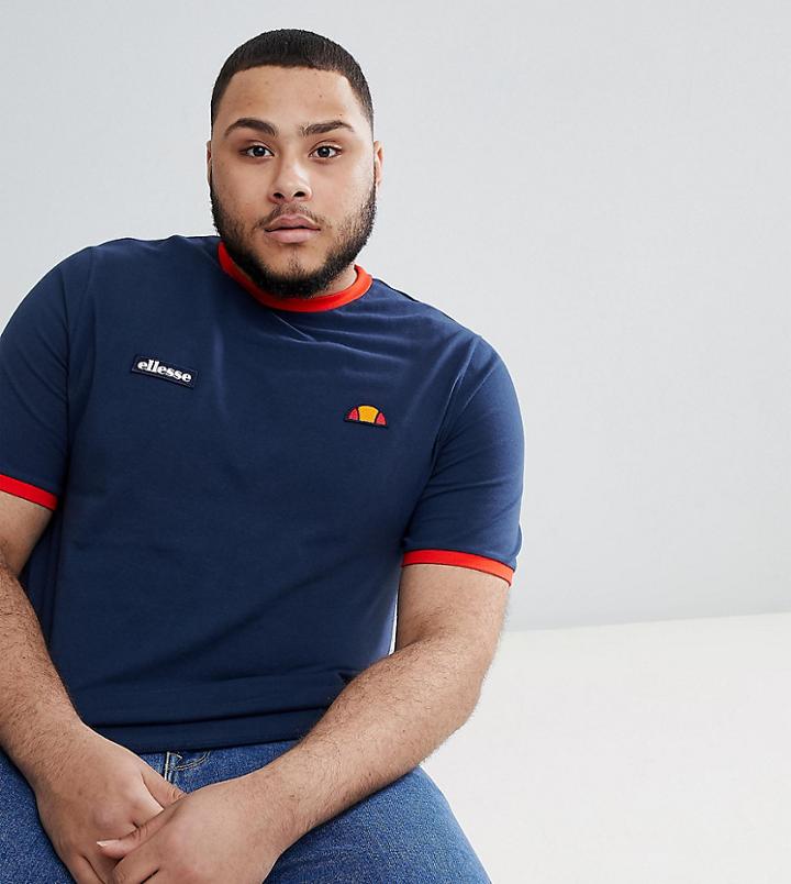 Ellesse Plus Ringer T-shirt With Small Logo In Navy - Navy
