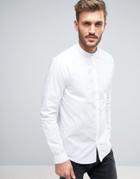 New Look Shirt With Grandad Collar In White In Regular Fit - White