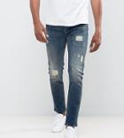 Only & Sons Jeans In Slim Fit With Rip Repair Details - Black