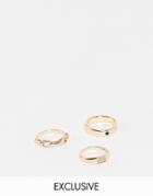 Reclaimed Vintage Inspired Rings 3 Pack In Gold