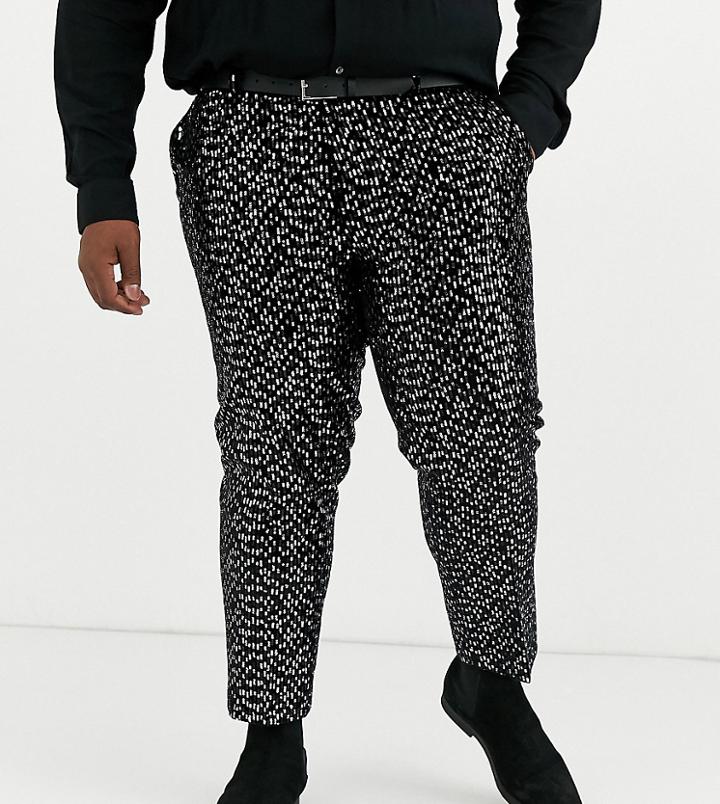 Asos Design Plus Slim Crop Smart Pants In All Over Sequins In Black