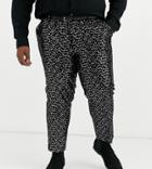 Asos Design Plus Slim Crop Smart Pants In All Over Sequins In Black