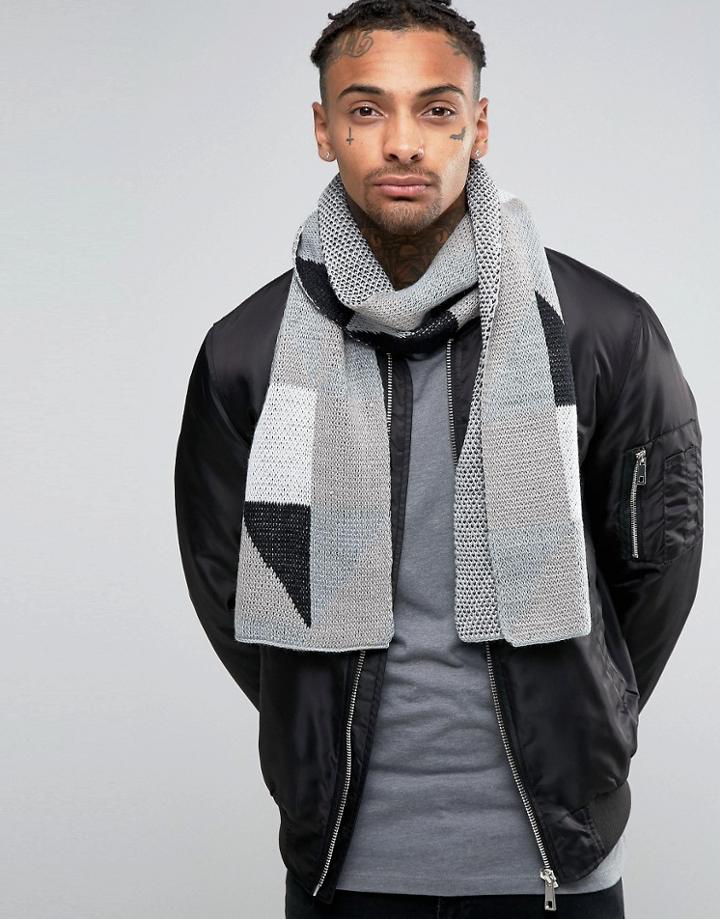 Asos Scarf In Geometric Design - Gray