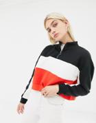 Noisy May Color Block Sweat With Zip - Multi