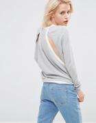 H.one Contrast Panel Sweater In Heather & White