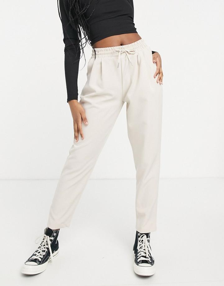 New Look Tie Waist Wfh Sweatpants In Stone-brown