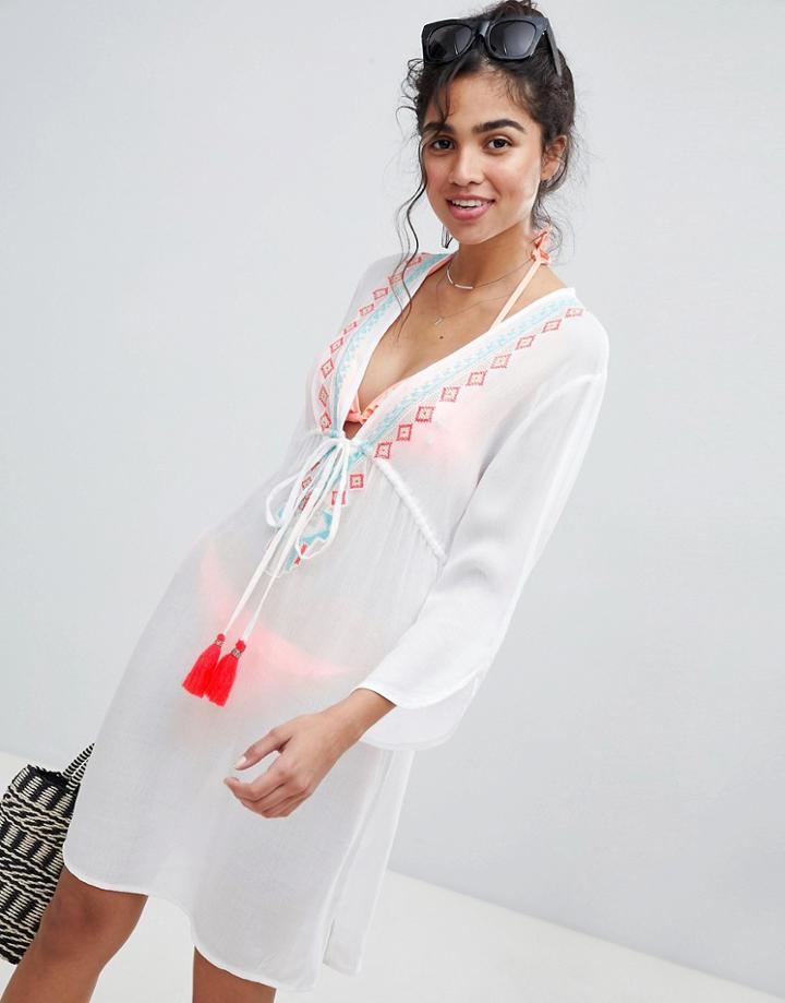 Mw By Matthew Williamson Embellished Bell Sleeve Caftan - White