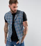 Rose London Sleeveless Check Shirt In Blue Exclusive To Asos - Blue