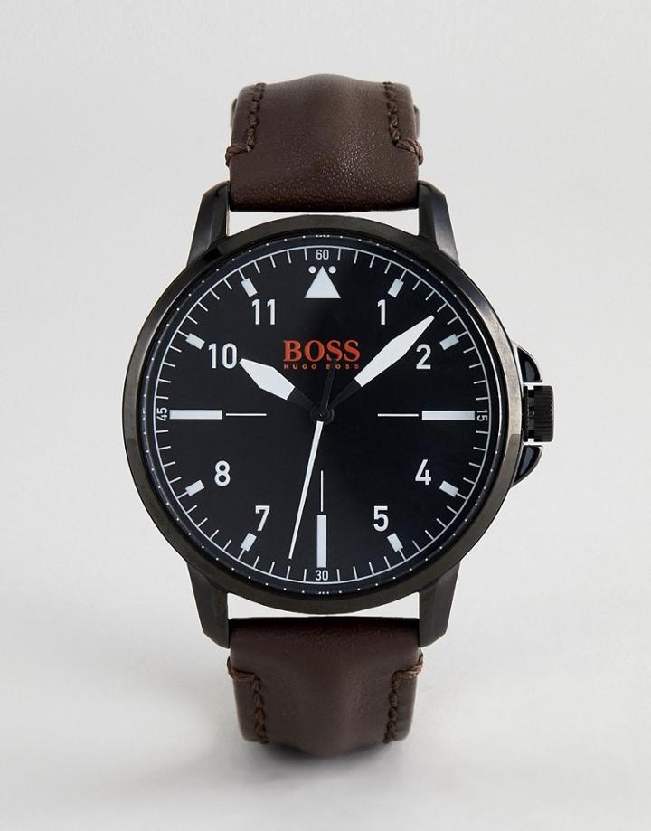 Boss Orange 1550062 Chicago Leather Watch In Brown - Brown